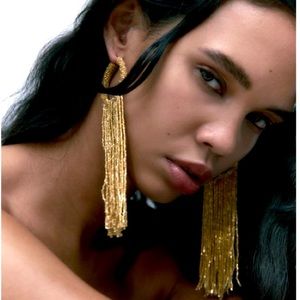 NWT: Zara crystal bead hoop earrings.